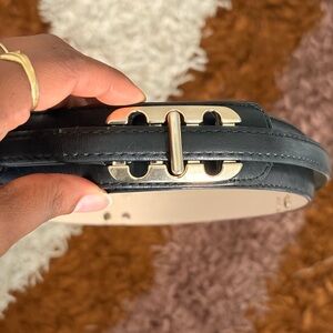 Vintage Unique Elegant Black Belt with Gold Hardware size M